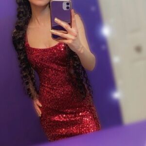 Fashion Nova Red Sequin Mini Dress